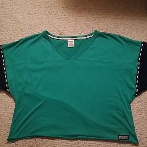 PINK Green Crop Top